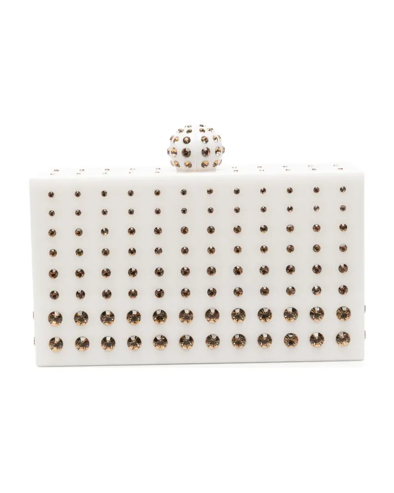Aquazzura Tequila Clutch mit Kristallen - Weiß Weiß