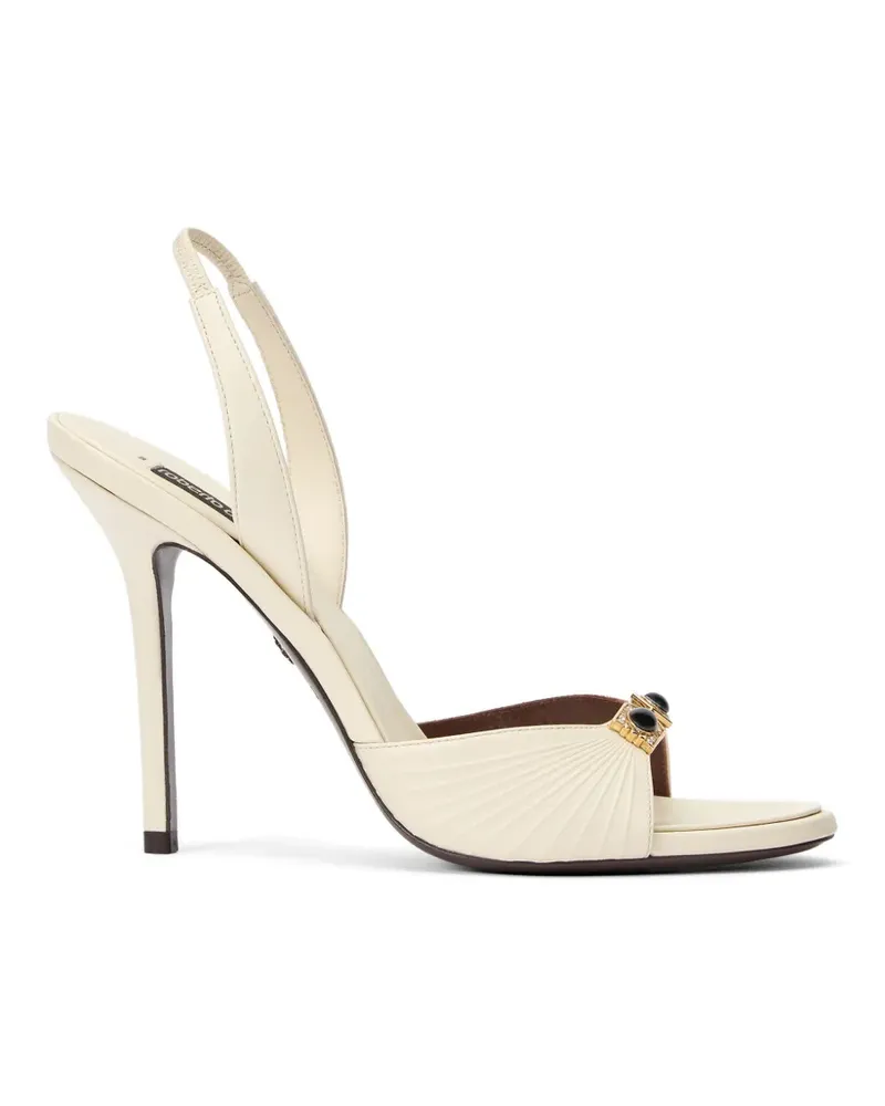 Roberto Cavalli jewel-embellished pleated sandals - Nude Nude
