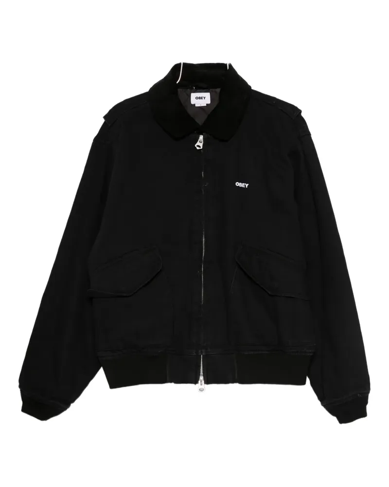 Obey Cwu corduroy-collar jacket - Schwarz Schwarz