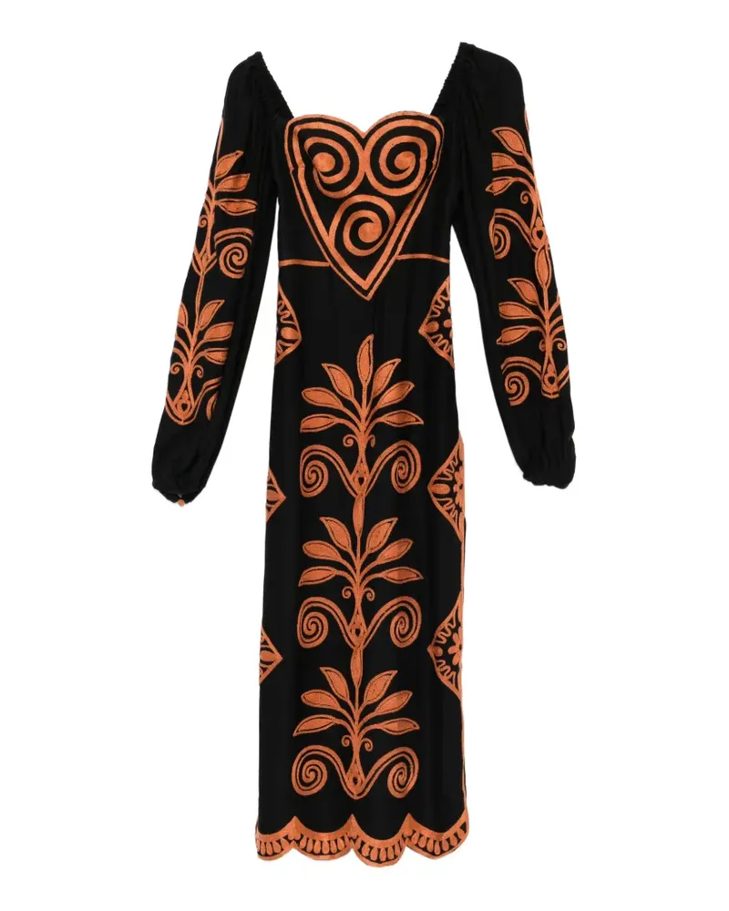 FARM Rio Cornely Ainika long-sleeve midi dress - Schwarz Schwarz
