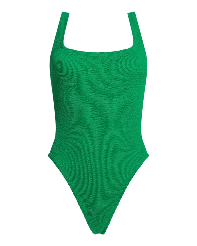 Hunza G crinkle-effect square-neck swimsuit - Grün Grün