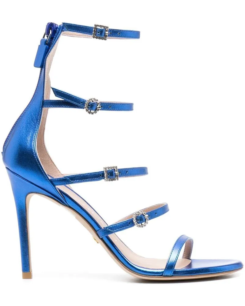 Stuart Weitzman Metallic-Sandalen mit Kristallen - Blau Blau