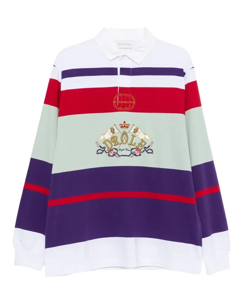 Drôle de Monsieur Gestreiftes Poloshirt mit Logo-Stickerei - Violett Violett