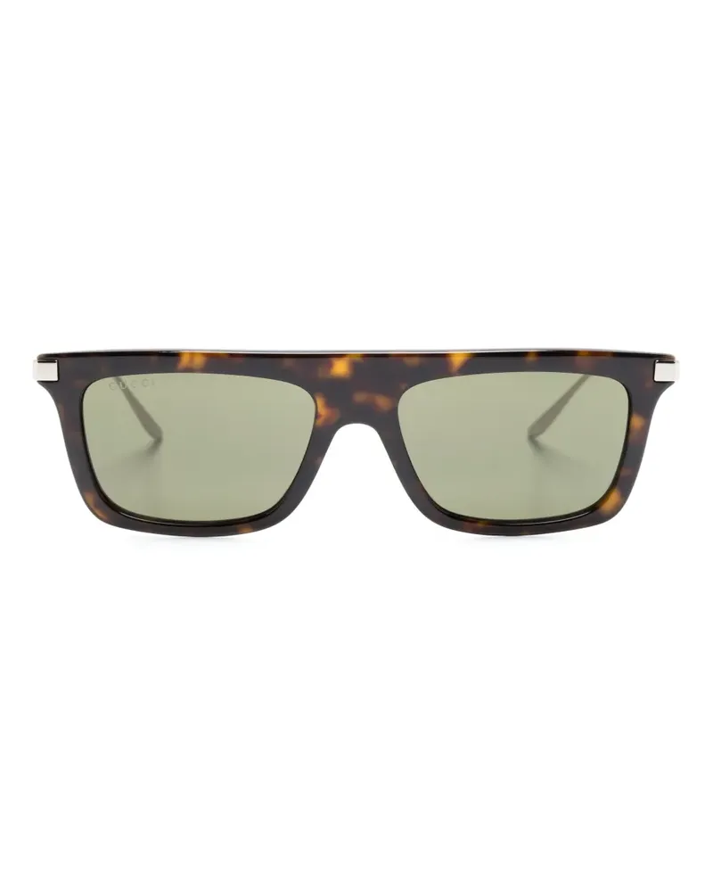 Gucci Eckige Sonnenbrille mit GG-Gravur - Braun Braun