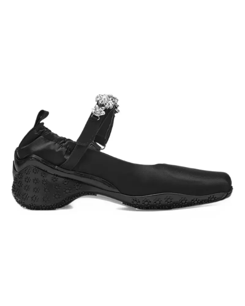 Simone Rocha Ballet Runner faux-pearl embellished satin pumps - Schwarz Schwarz