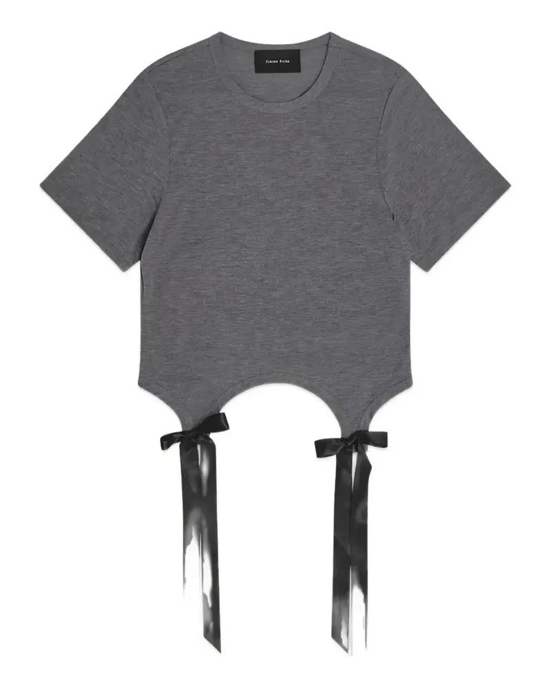 Simone Rocha crew-neck bow-embellishment T-shirt - Grau Grau