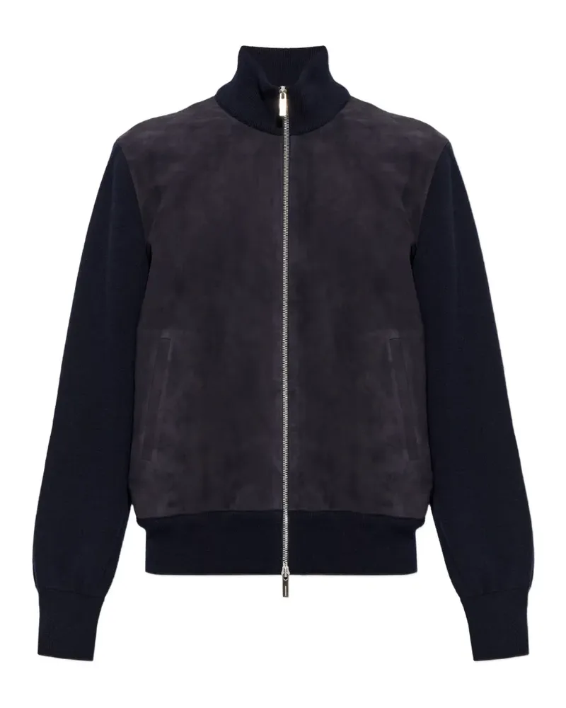 Ferragamo Wildleder-Blousonjacke mit Strickdetails - Blau Blau