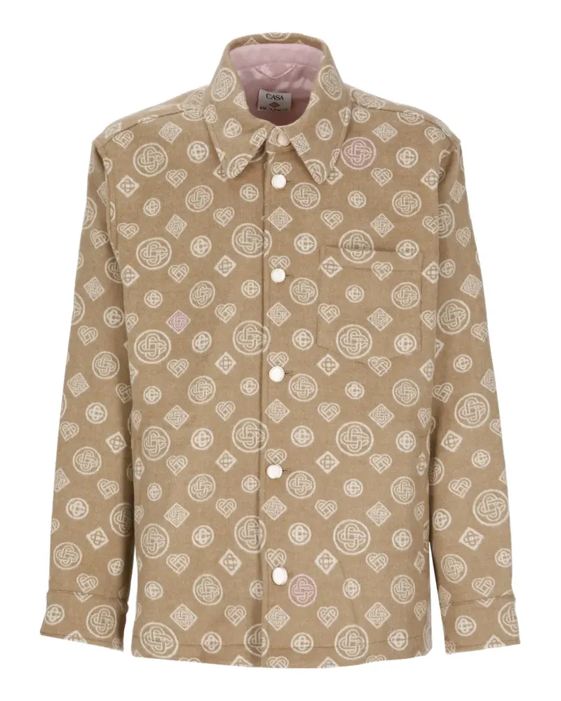 Casablanca Paris monogram wool shirt jacket - Nude Nude