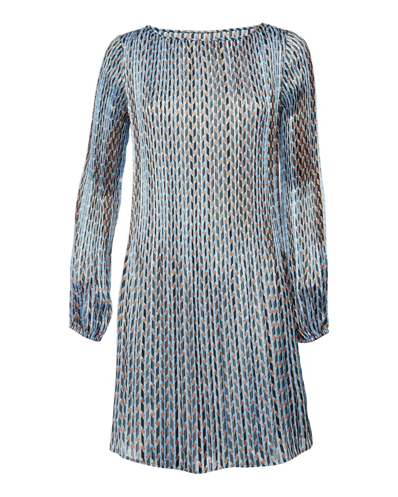 Maje Geometric-print plissé dress - Blau Blau
