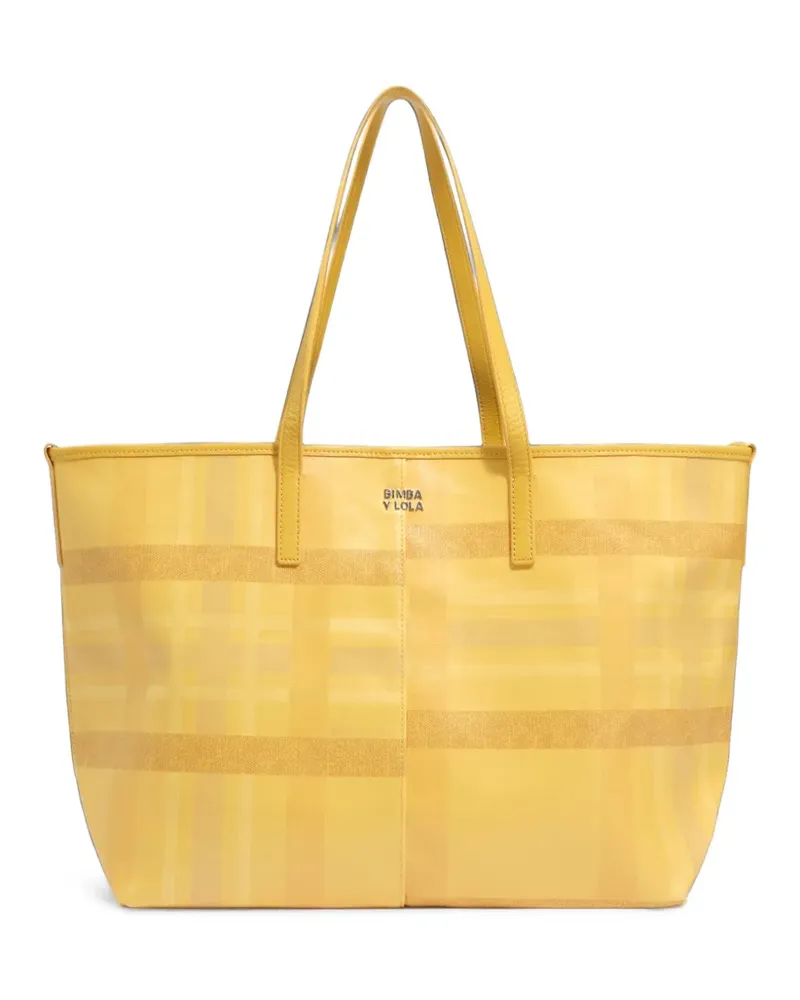 BIMBA Y LOLA Große Tote Bag mit Schottenkaro - Gelb Gelb