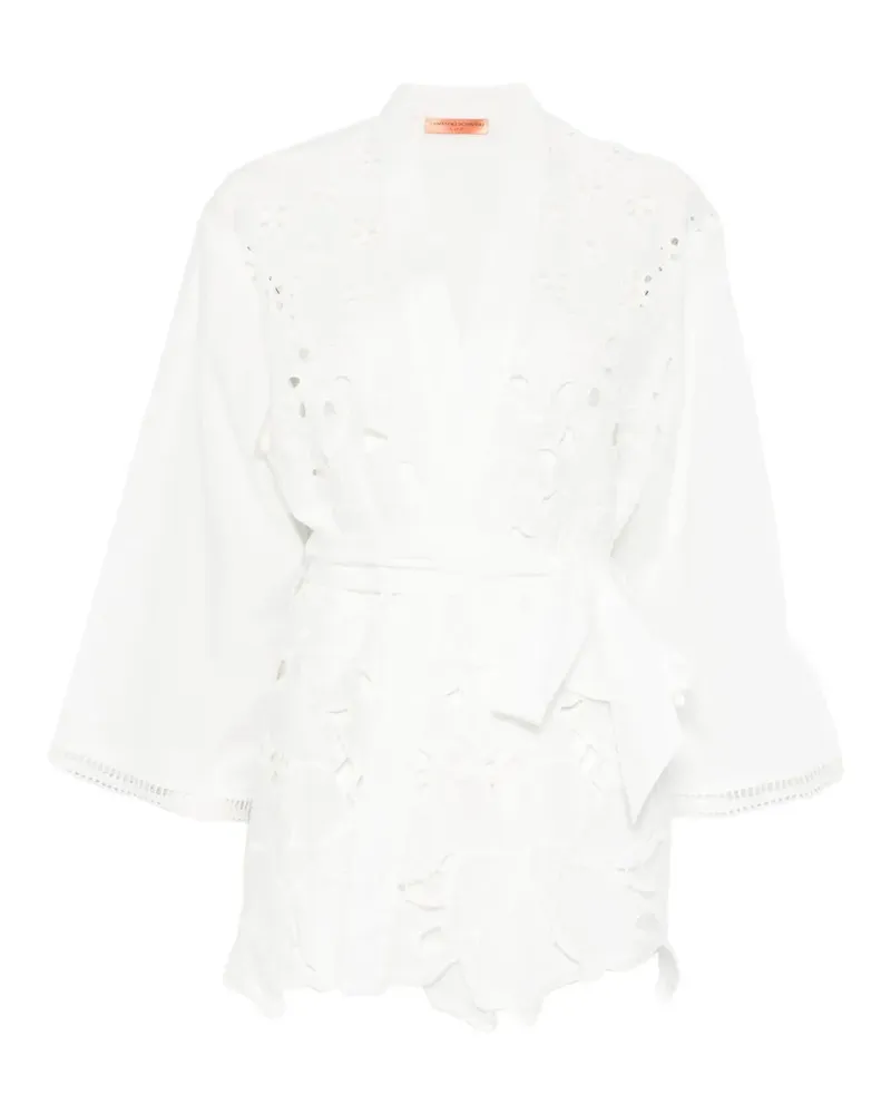 Ermanno Scervino broderie-anglaise belted coat - Weiß Weiß