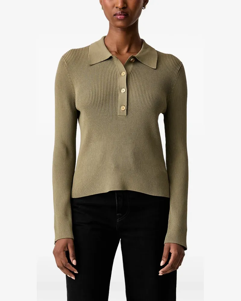 Michael Kors Gerippter Pullover mit Polokragen - Grün Grün
