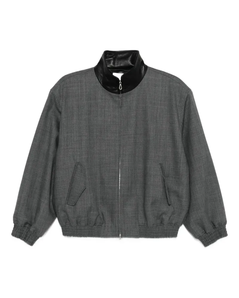 Sandro Jacke mit Lederkragen - Grau Grau
