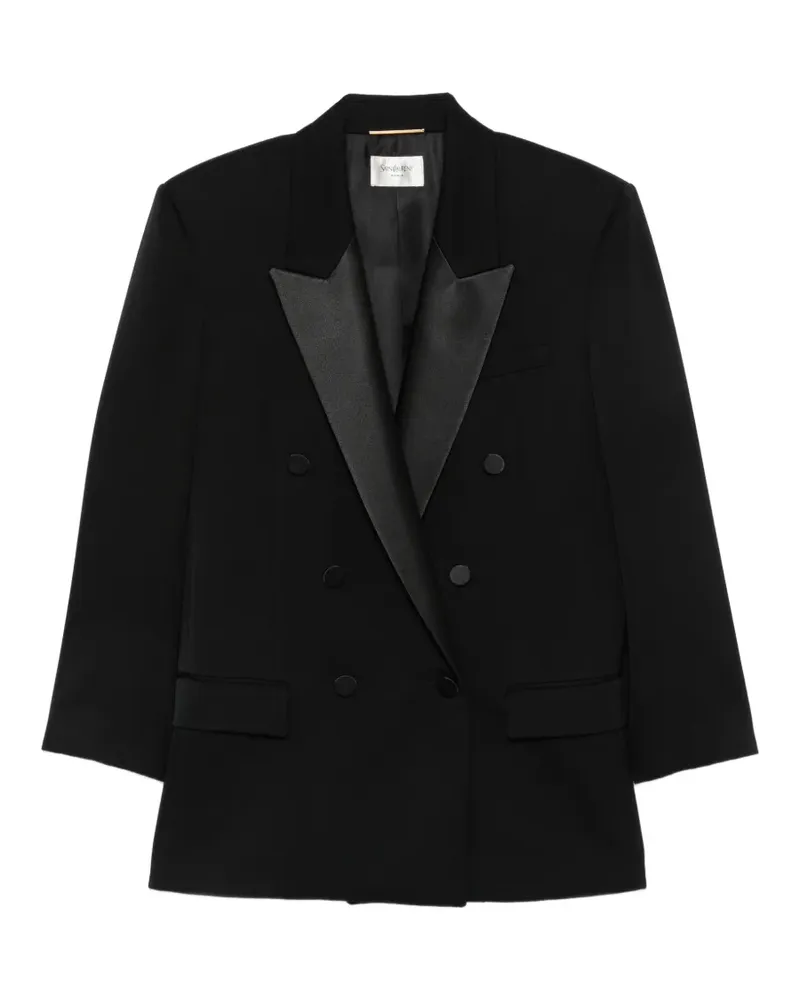 Saint Laurent Doppelreihiges Sakko mit steigendem Revers - Schwarz Schwarz