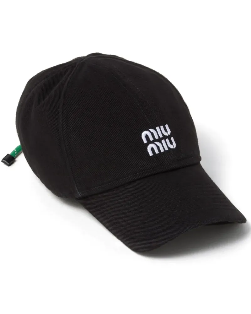 Miu Miu Jeans-Baseballkappe mit Logo-Stickerei - Schwarz Schwarz