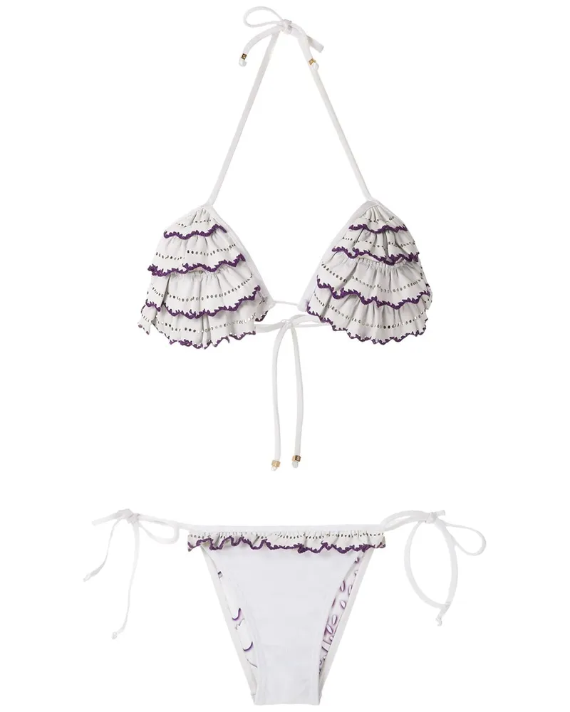 Amir Slama Triangel-Bikini mit Rüschen - Weiß Weiß