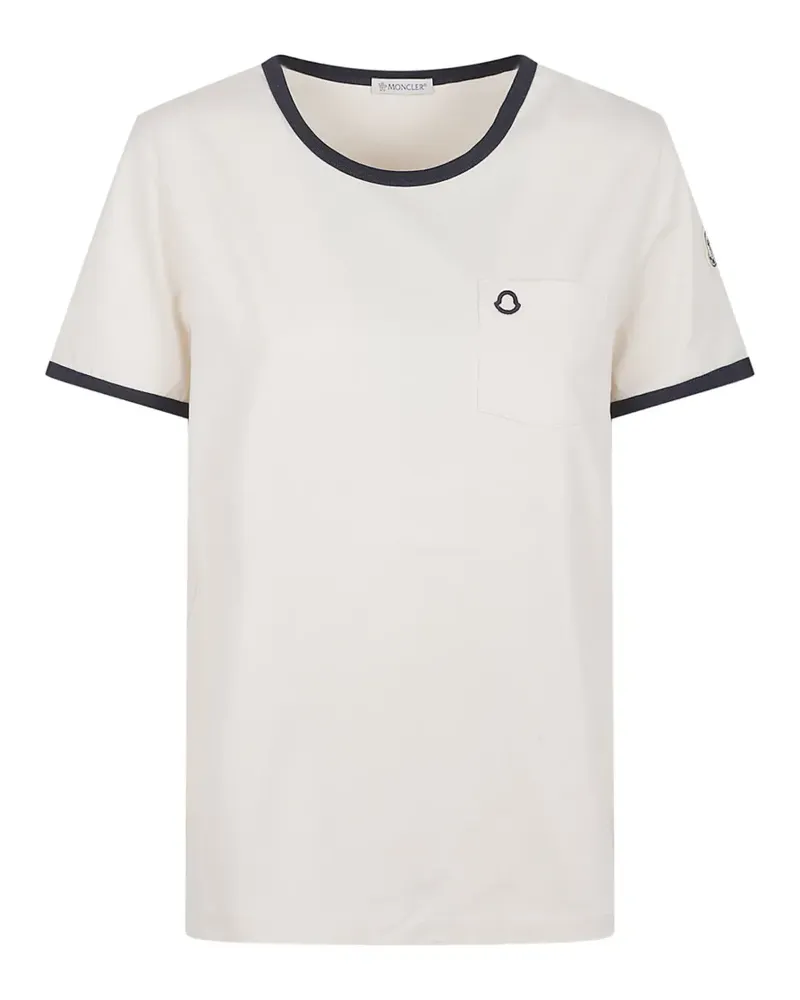 Moncler logo-patch pocket T-shirt - Nude Nude