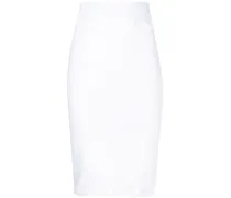 Bleistiftrock mit Satineinsatz - Weiß