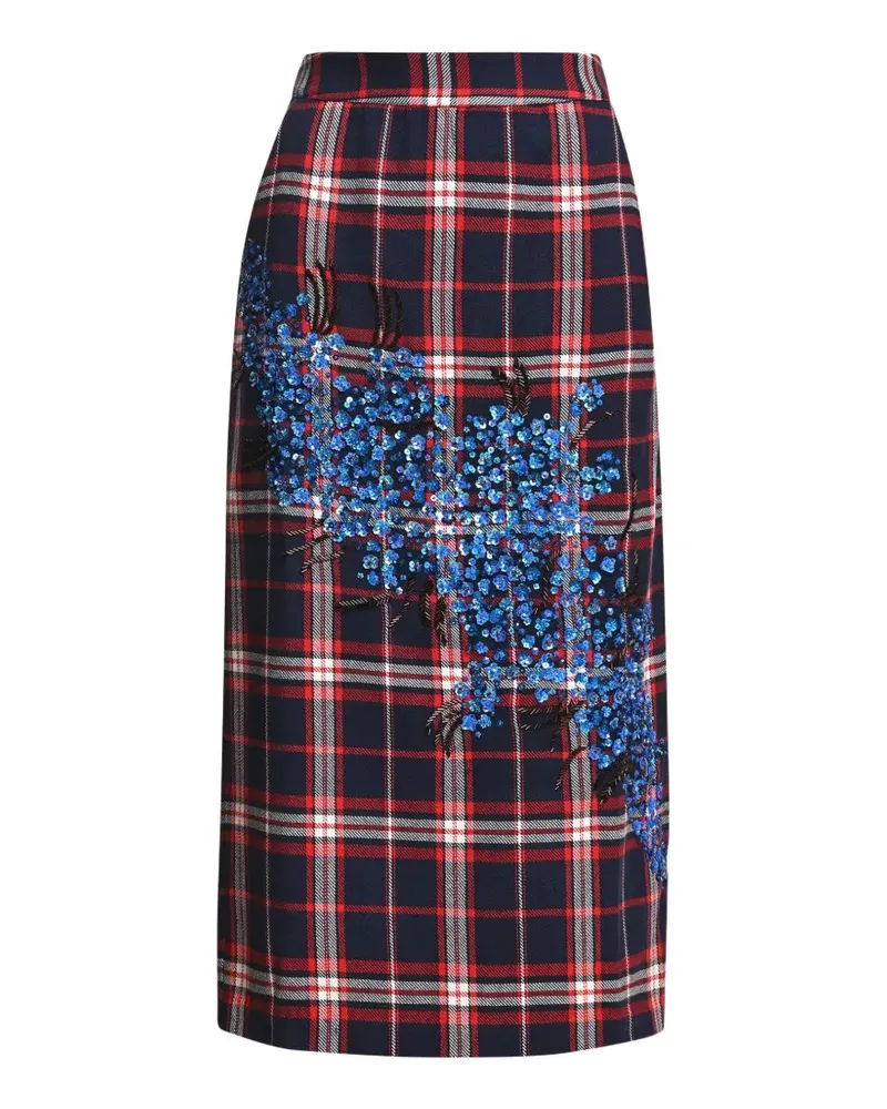 Essentiel Karierter Kathee Midirock mit Pailletten - Blau Blau