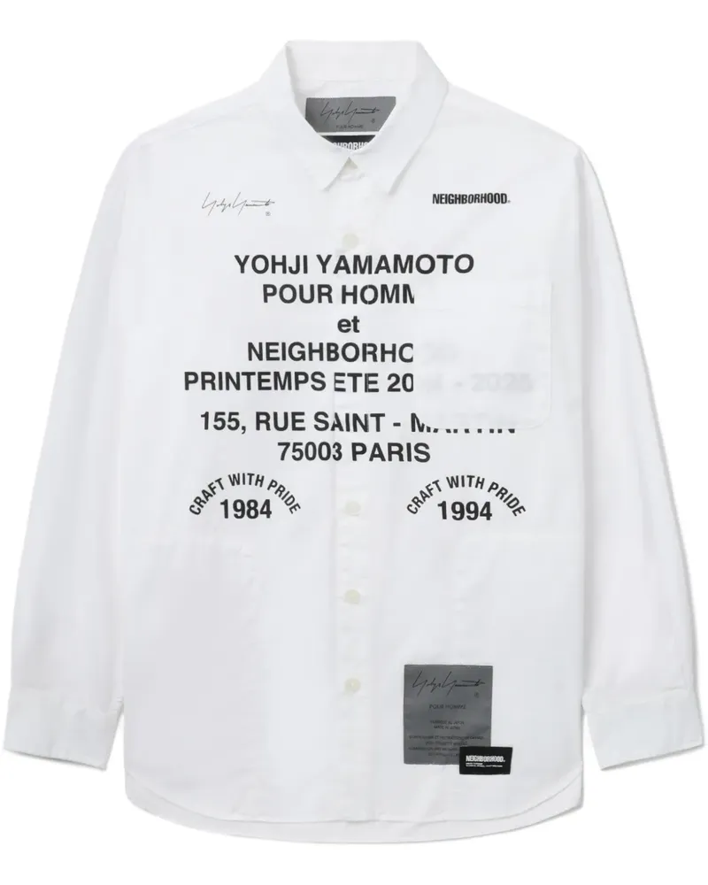 Yohji Yamamoto x Neighborhood Hemd mit Print - Weiß Weiß