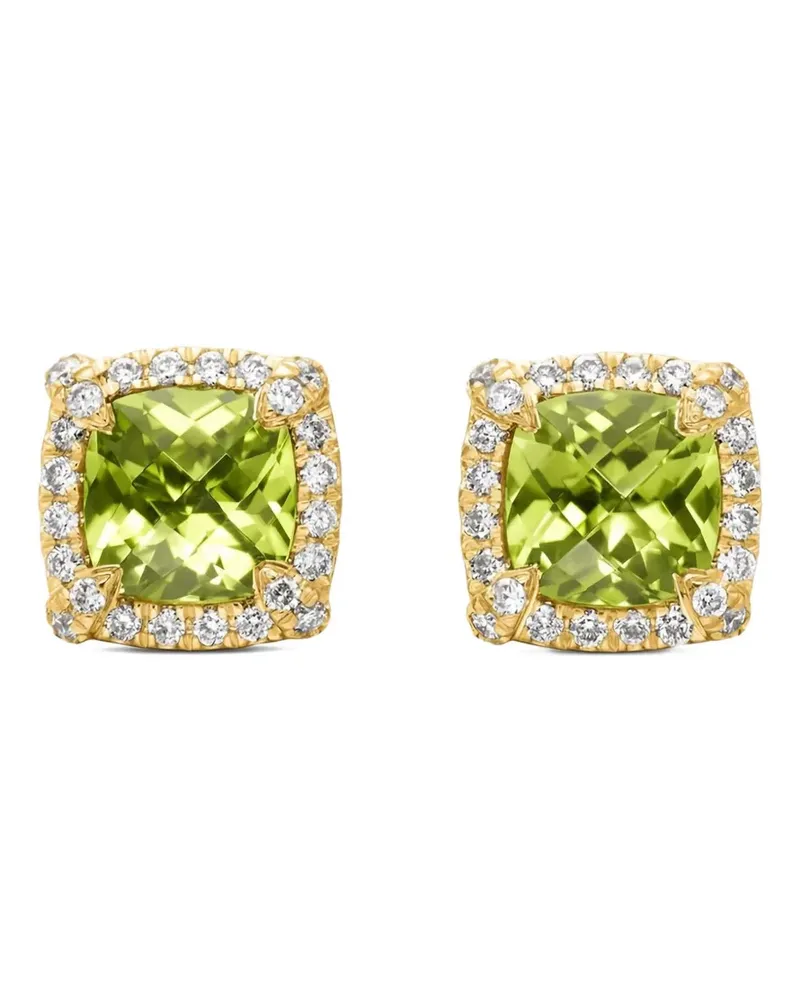 David Yurman 18kt Petite Chateleine Gelbgoldohrstecker mit Peridot und Diamanten 5mm Gold