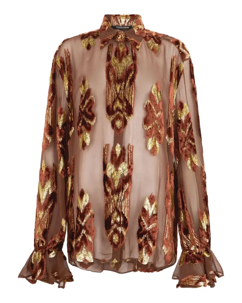 Roberto Cavalli sheer patterned shirt - Braun Braun