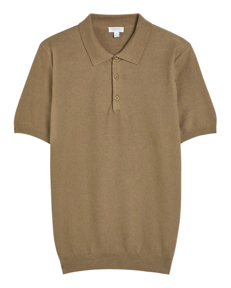 Sunspel pique-knit polo sweater - Nude Nude