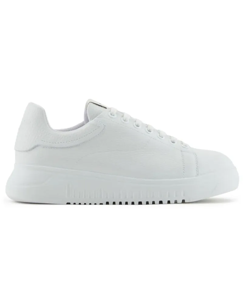 Emporio Armani Sneakers aus strukturiertem Leder Weiß