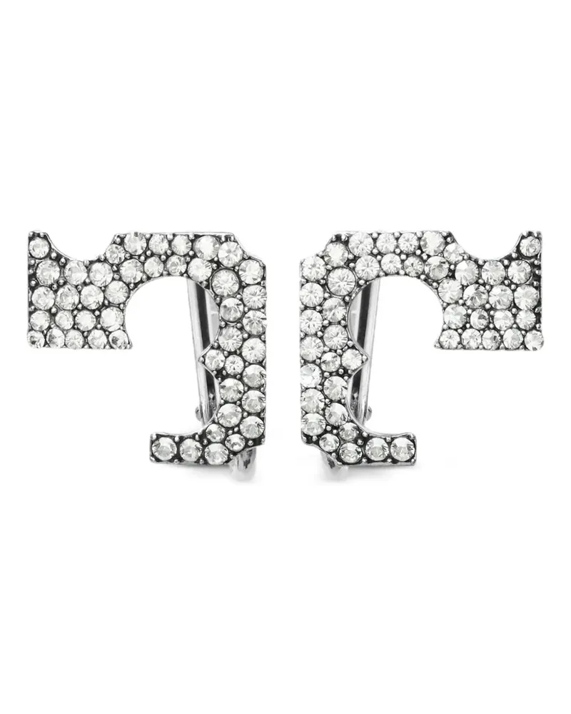 Tory Burch Ohrclip mit Pavé-Logo - Silber Silber