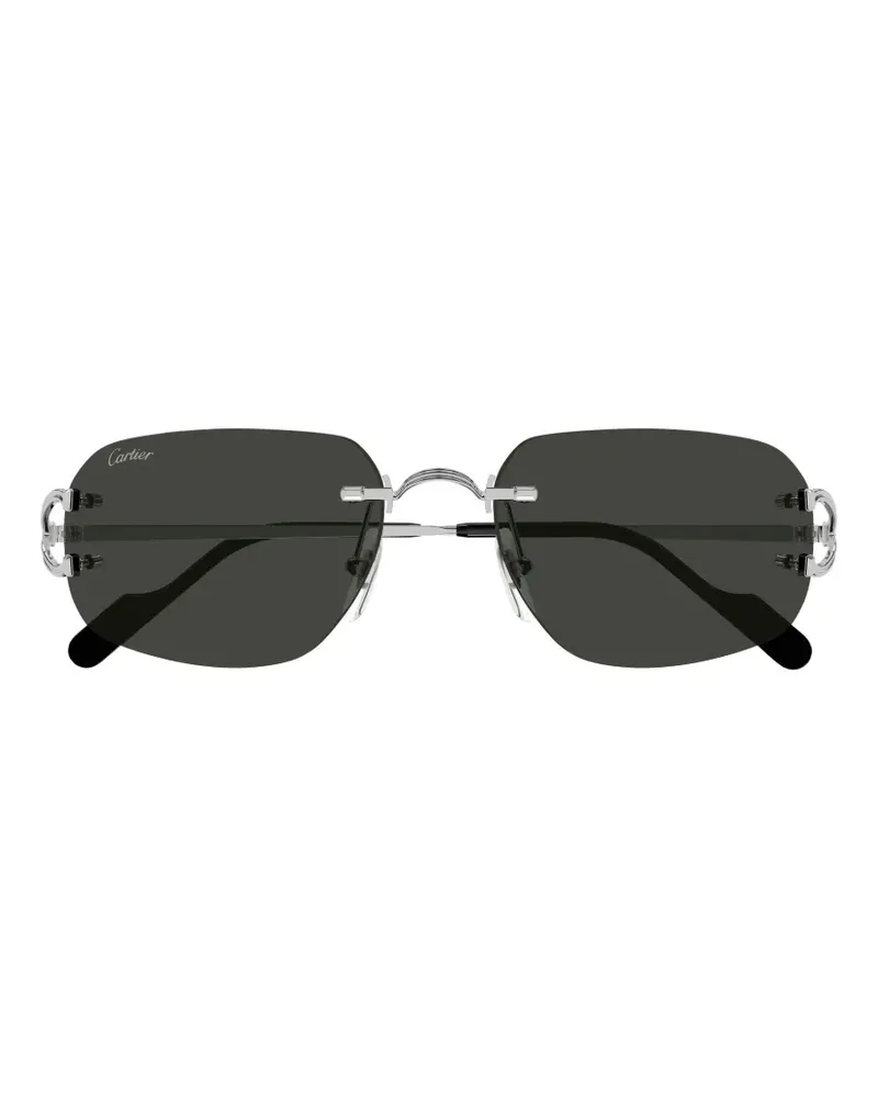 Cartier Rahmenlose Sonnenbrille mit eckigen Gläsern - Silber Silber