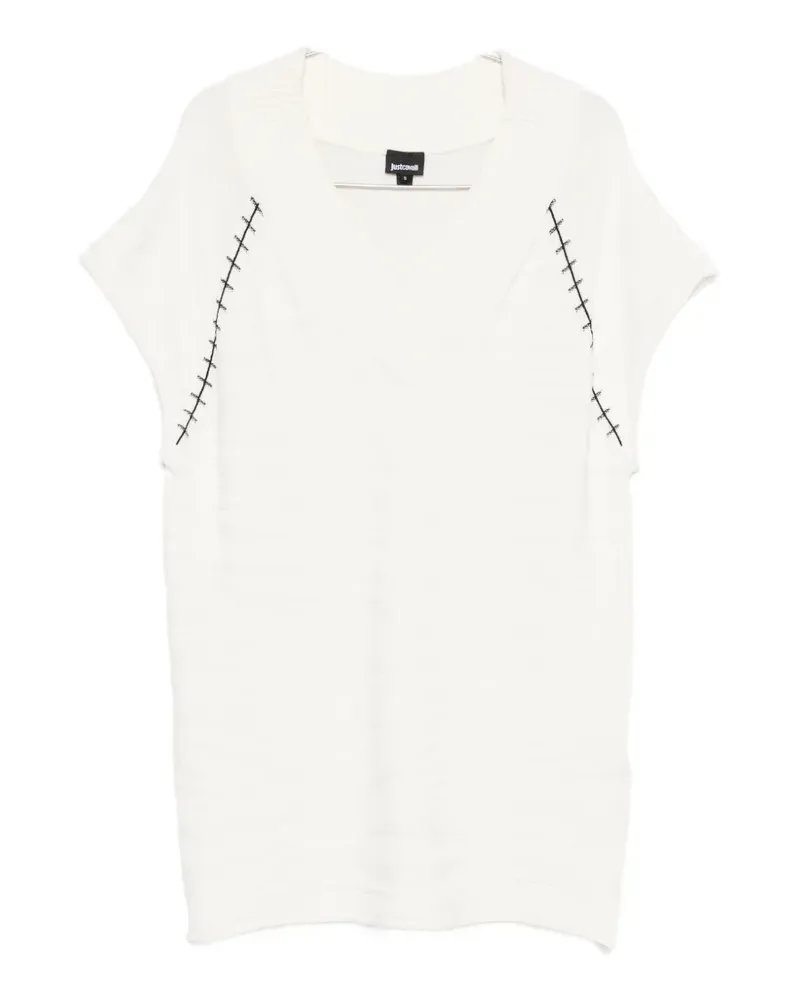 Just Cavalli V-neck stitch-detail mini dress - Weiß Weiß