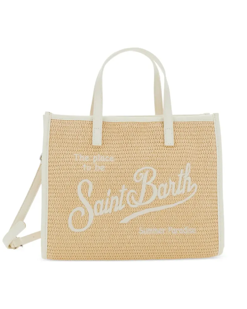 MC2 Saint Barth Vivian logo-embroidered woven tote bag - Nude Nude
