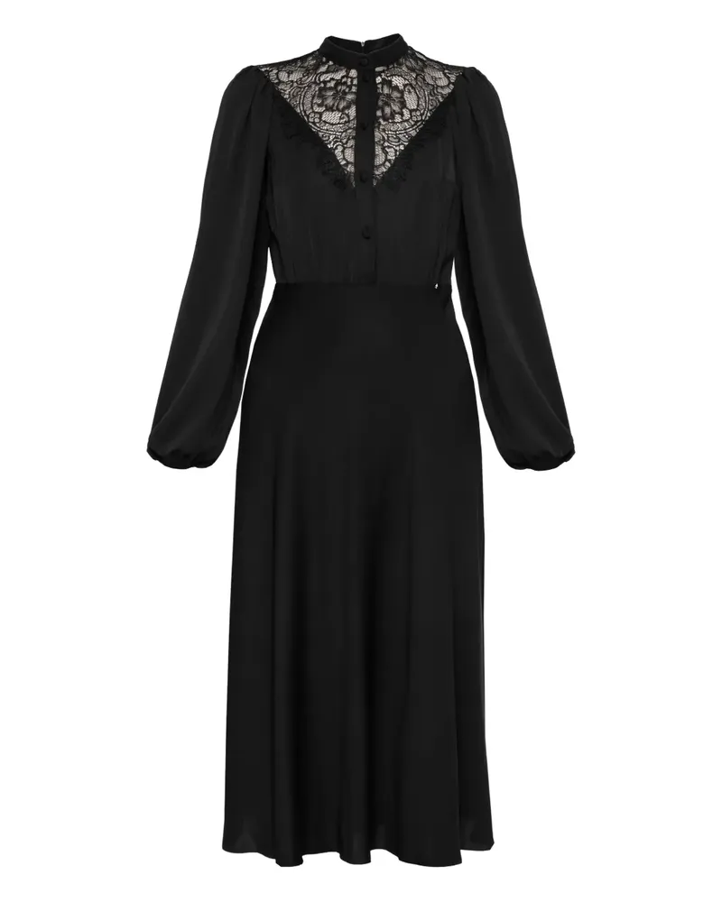 NISSA lace-detail midi dress - Schwarz Schwarz