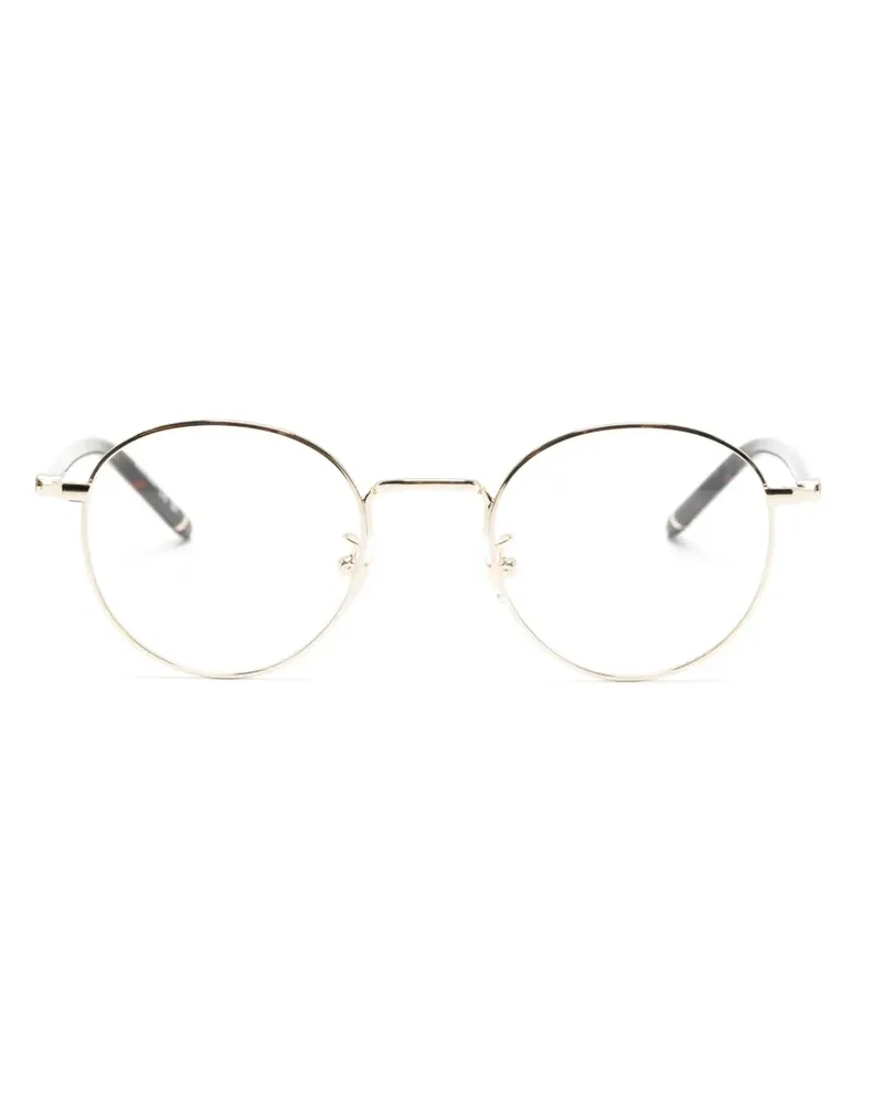 Montblanc Runde Brille mit Logo-Schild - Gold Gold