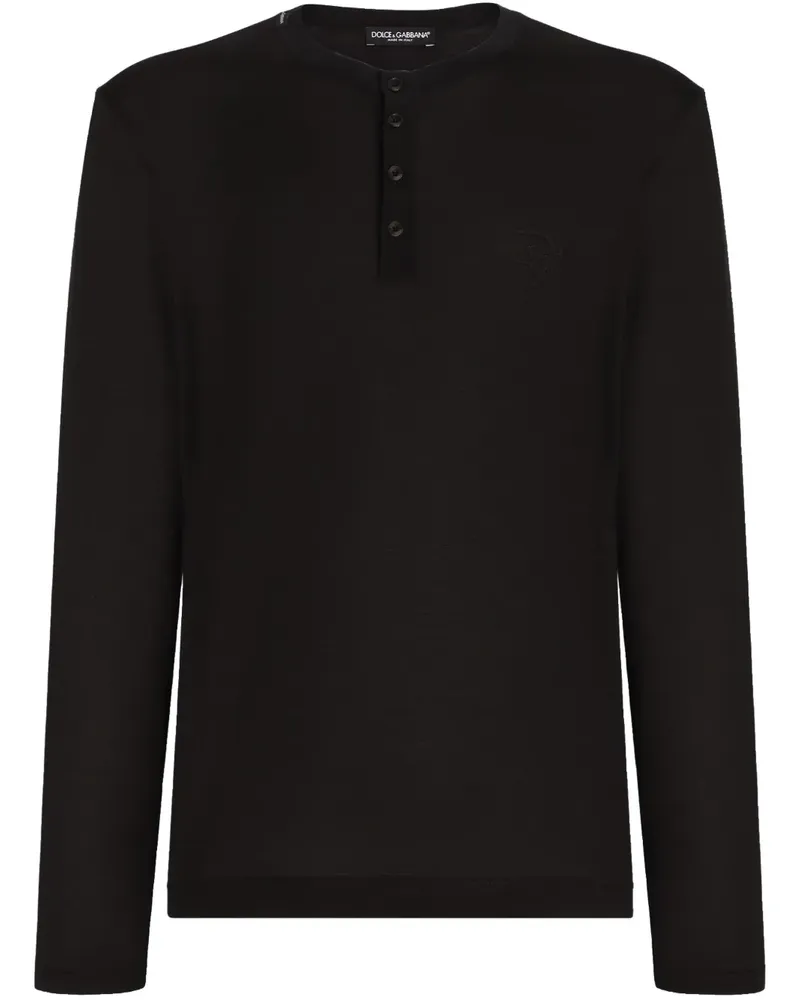 Dolce & Gabbana T-Shirt mit geknöpftem Kragen - Schwarz Schwarz