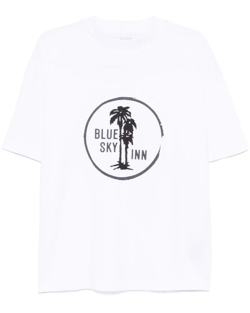 Blue Sky Inn Palm T-Shirt mit Logo-Print Weiß