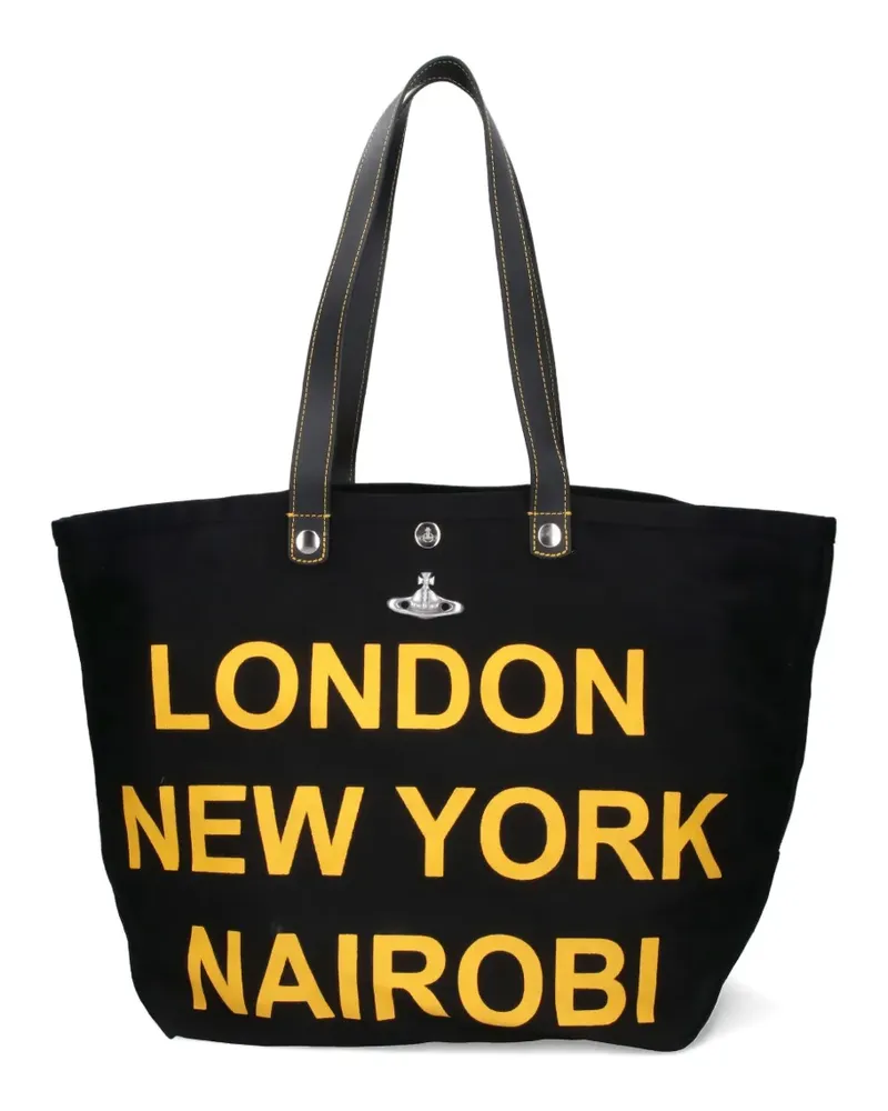 Vivienne Westwood Tote Bag mit Capitals-Print - Schwarz Schwarz