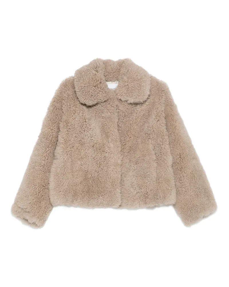 Yves Salomon Jacke mit Teddy-Kragen - Nude Nude