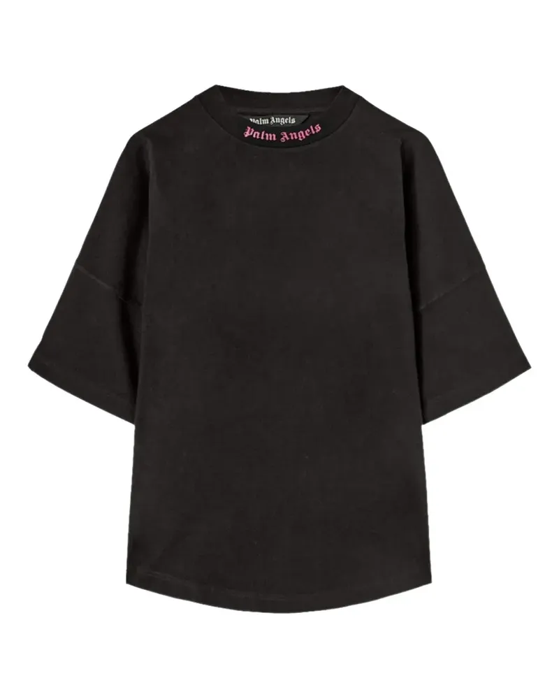 Palm Angels T-Shirt mit doppeltem Logo - Schwarz Schwarz
