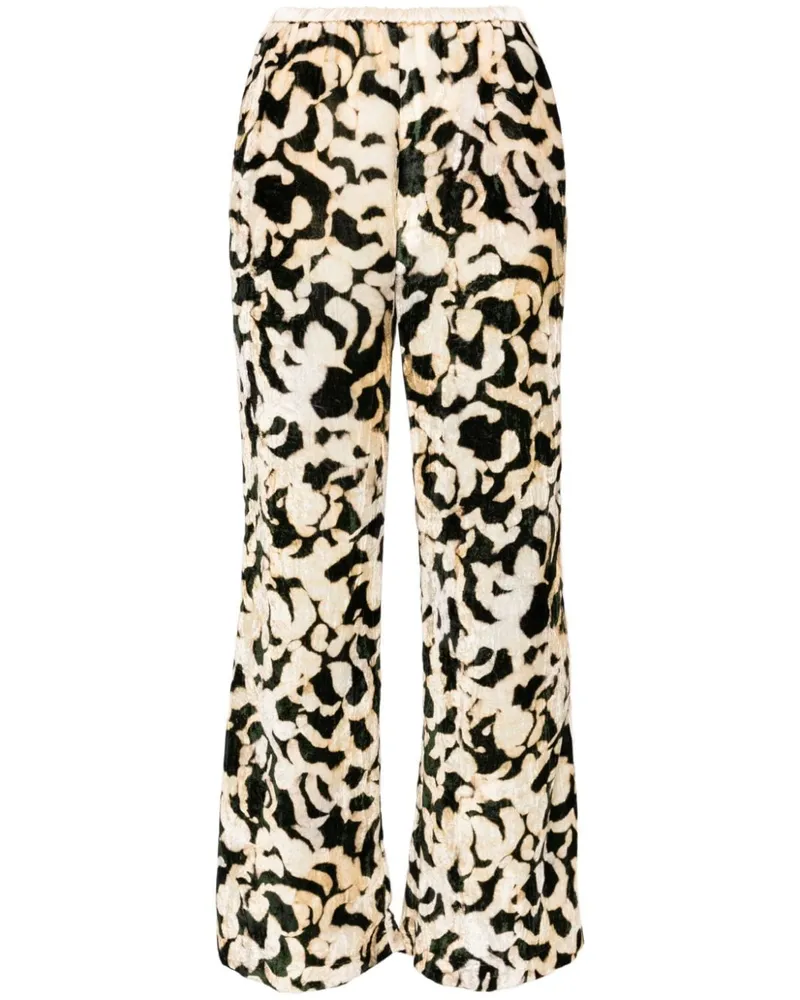 forte_forte Samthose mit abstraktem Print - Nude Nude
