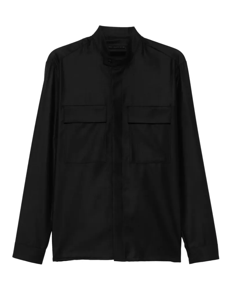 Low Brand mandarin-collar flap-pocket shirt - Schwarz Schwarz