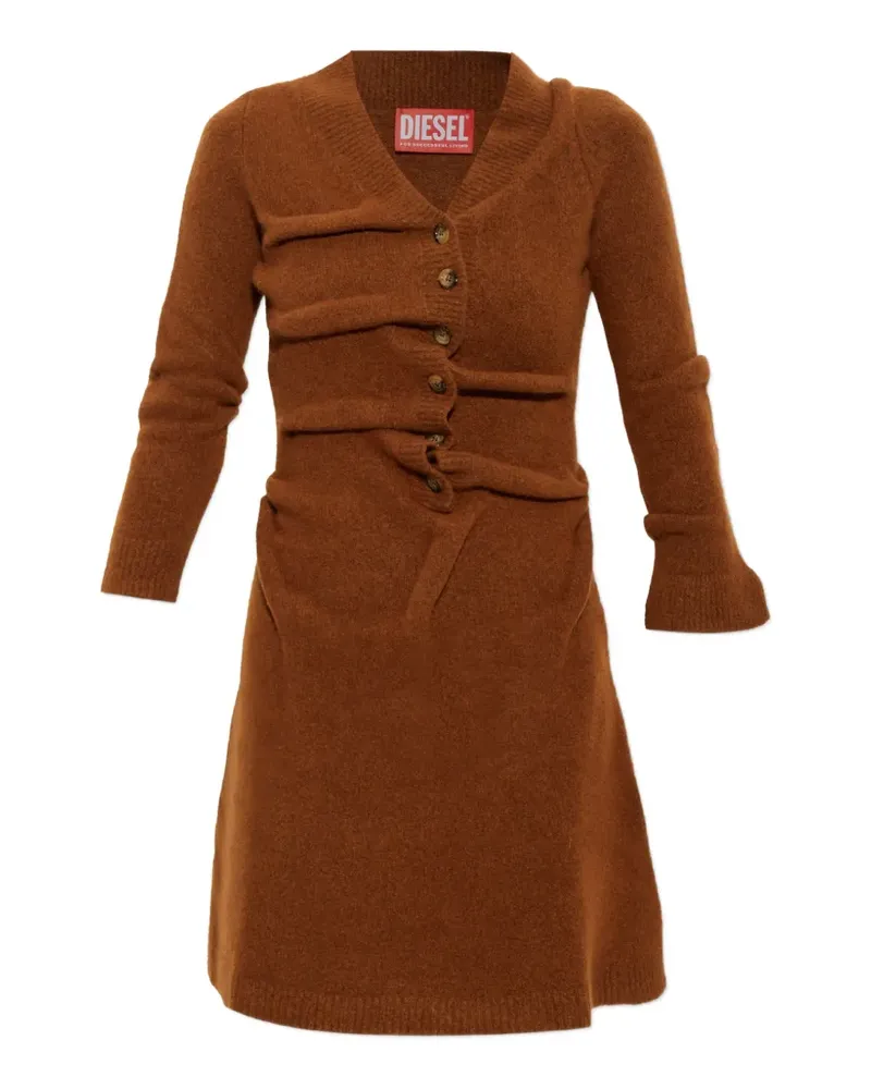 Diesel short cardigan dress in wrinkled boiled knit - Braun Braun