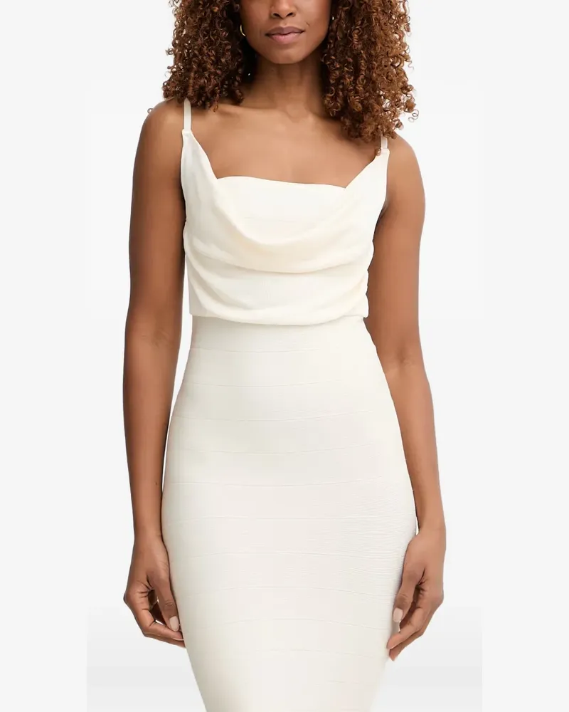 Guess Midikleid mit drapiertem Ausschnitt - Weiß Weiß