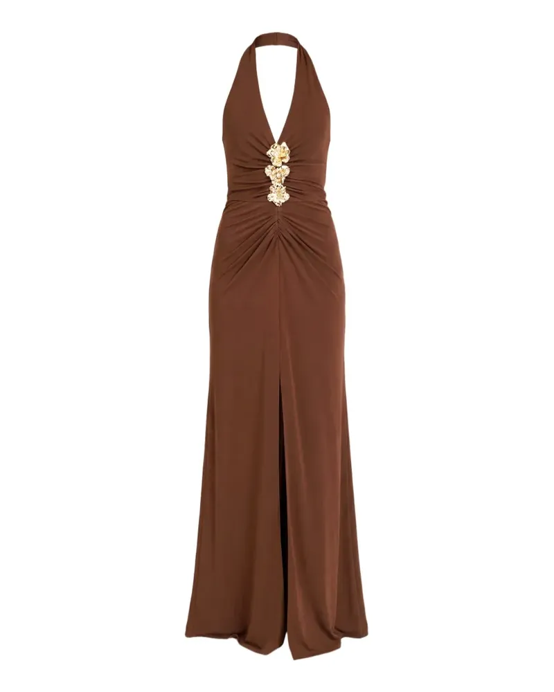 Cinq à Sept Kessan floral-embellished halterneck maxi dress - Braun Braun
