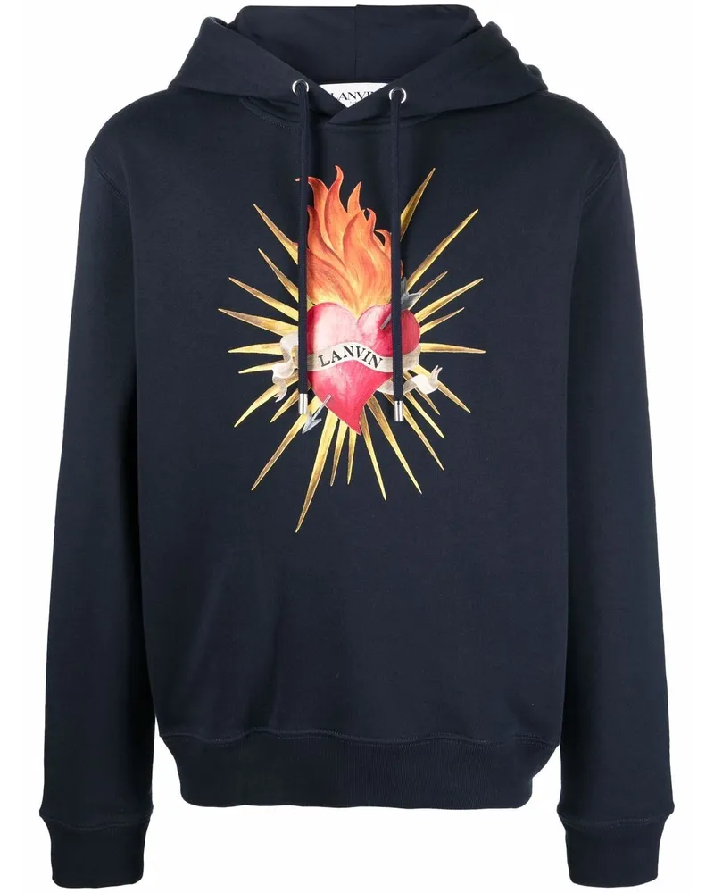 Lanvin Hoodie mit Herz-Print Blau