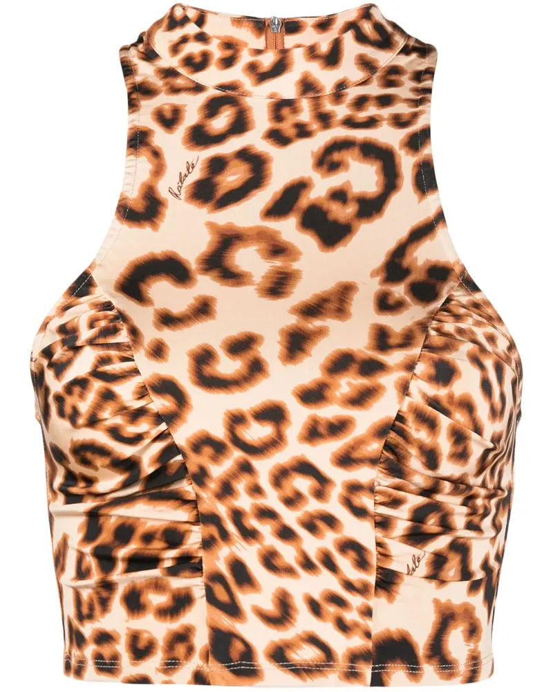 ROTATE Birger Christensen Cropped-Pullover mit Leopardenmuster - Braun Braun