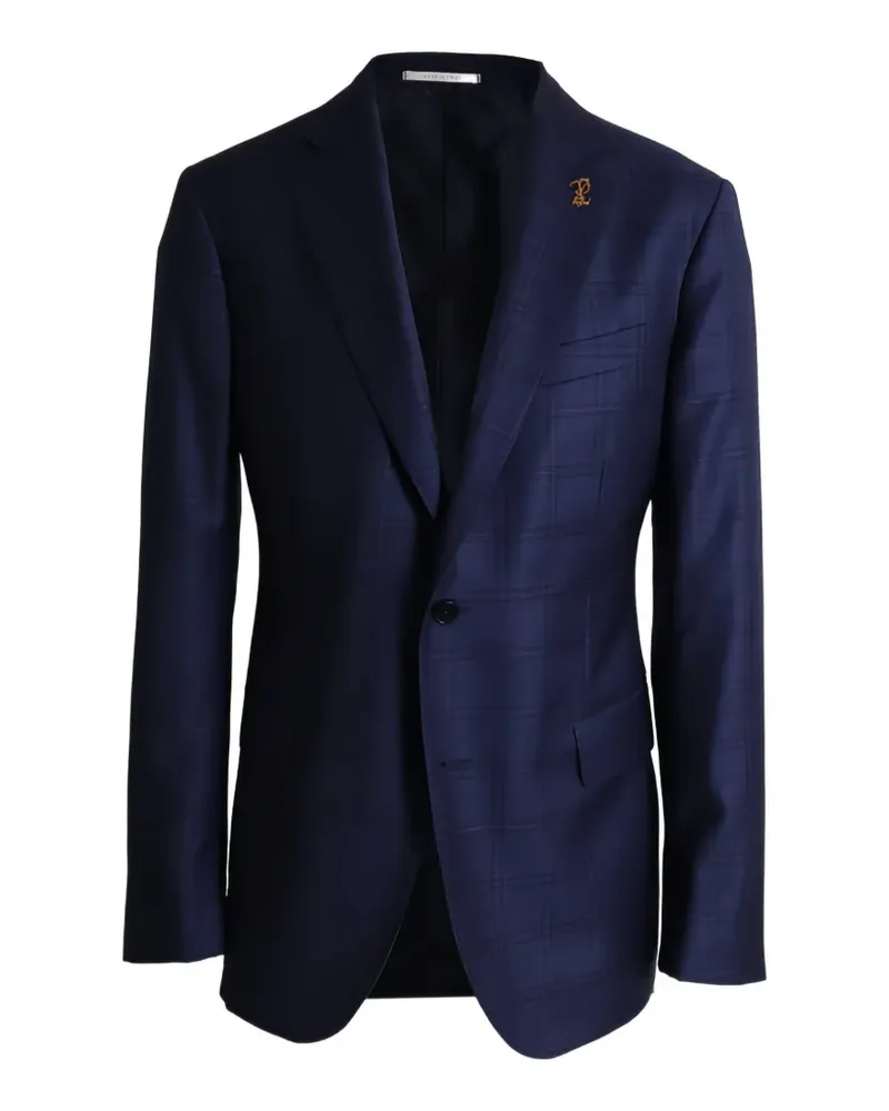 Pal Zileri Einreihiges Vicenza Sakko aus Wolle mit Karomuster - Blau Blau