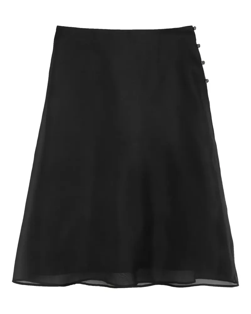 AMI Paris Semi-transparenter Midirock in A-Linie - Schwarz Schwarz