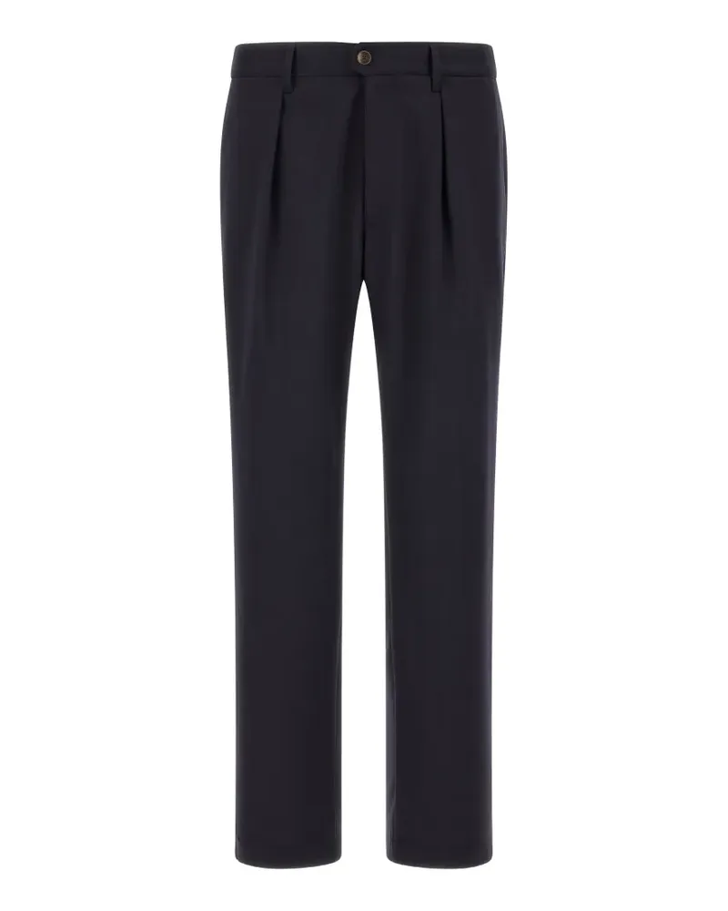 Incotex pleated logo-detail trousers - Blau Blau