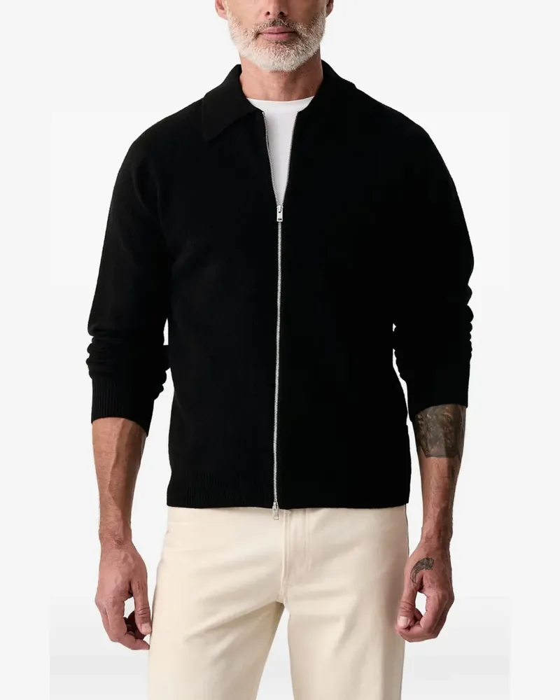 Lindbergh zip-up spread-collar cardigan - Schwarz Schwarz